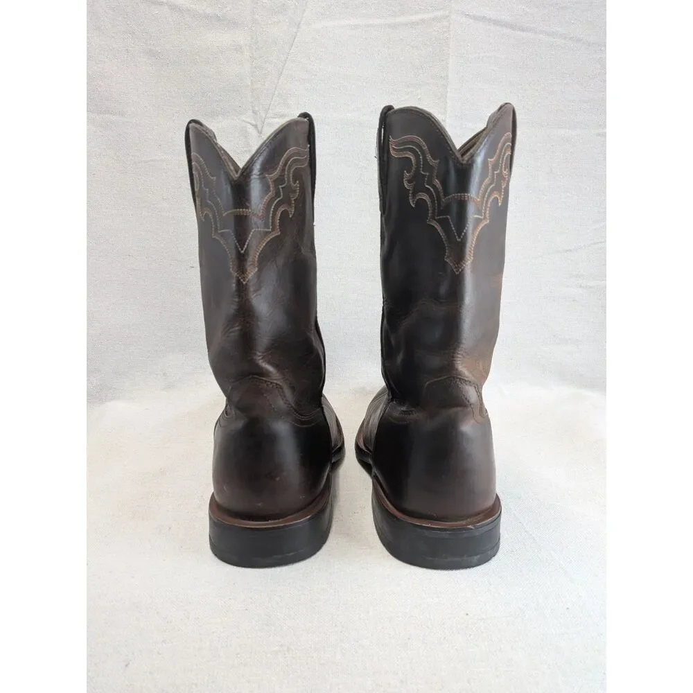 Western Cowboy Ranch Men 8.5D Ariat Brown Leather Square Toe Boots